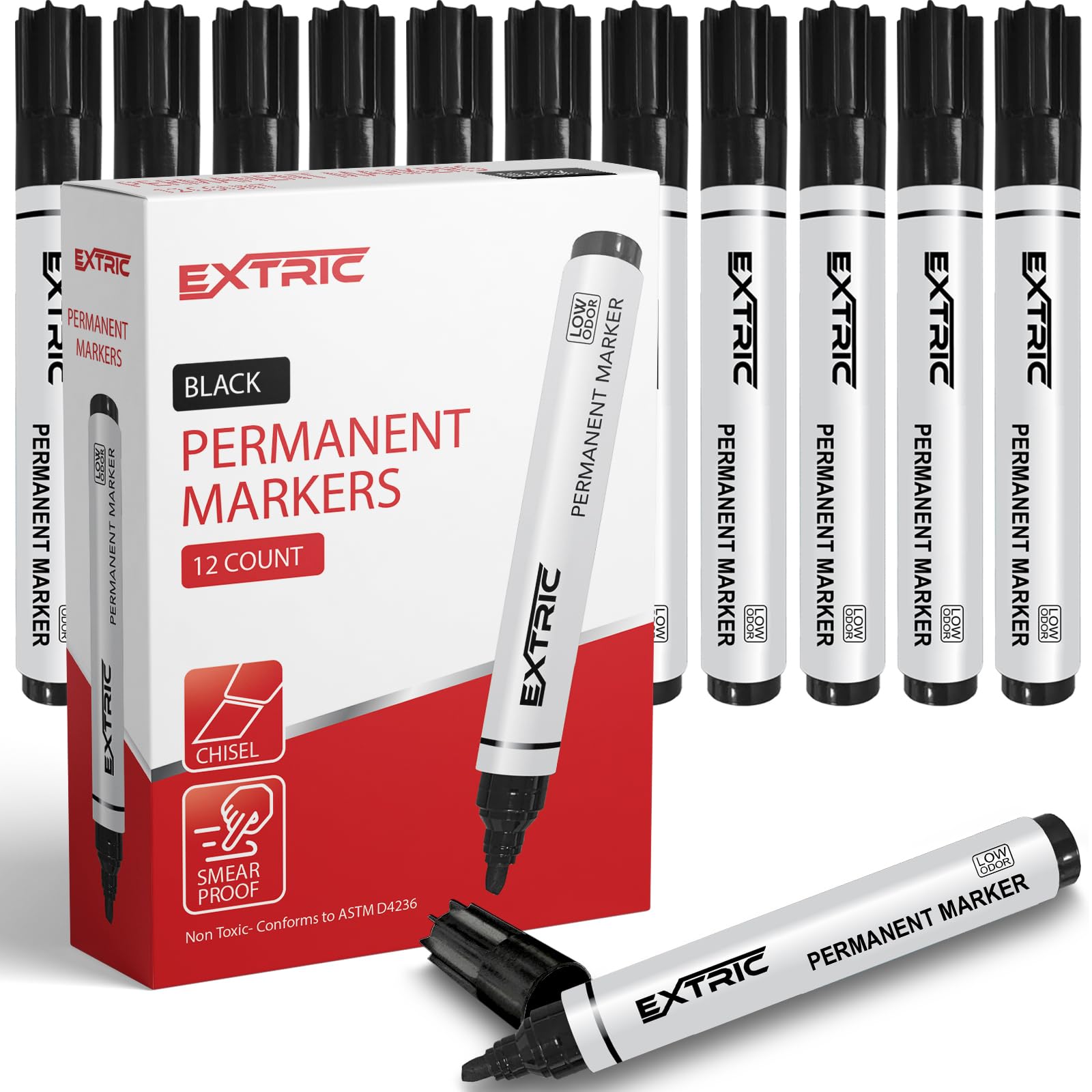 K❤︎ Amazon.com : EXTRIC Permanent Markers Chisel Tip, Black, 12